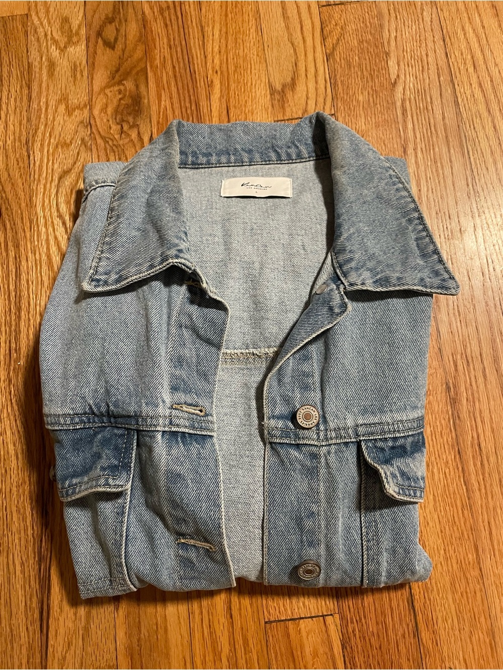 Kancan Light Wash Denim Vest- Classic Collared Style